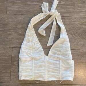 Edikted white cropped halter top